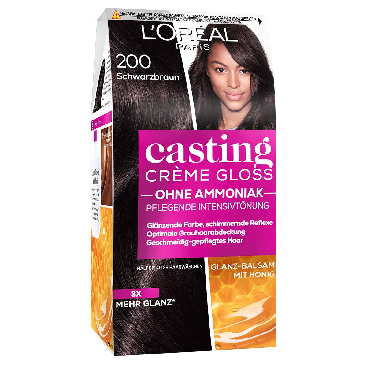 L'Oréal Paris L\'Oréal Paris Casting Crème Gloss Hair Colour, Ammonia-Free and Silicone-Free Nourishing Intensive Hair Colour with Crème Gloss, No. 200 Black-Brown (Brown), Pack of 1, brown ‎200 black