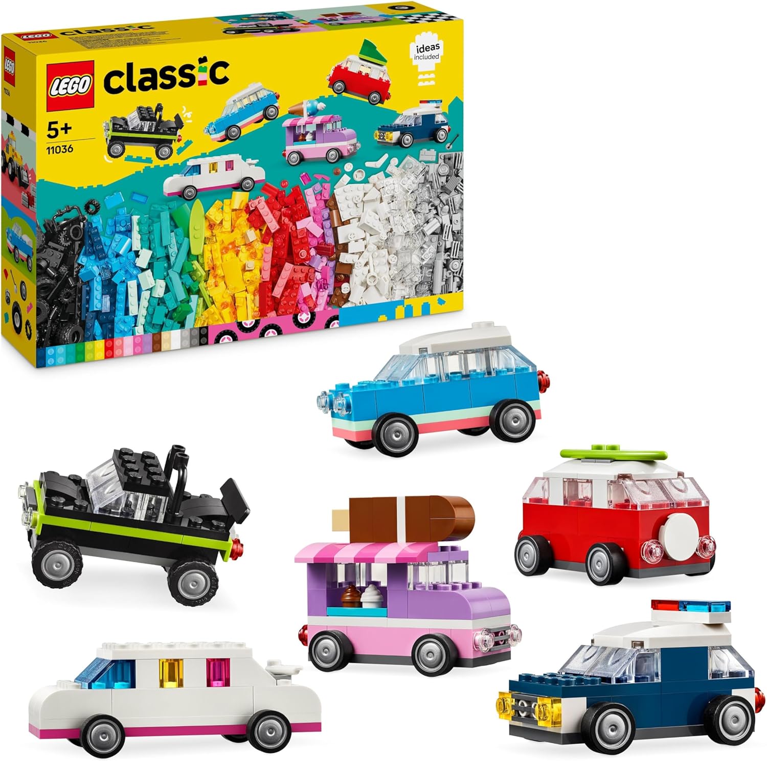 LEGO Classic Creative Vehicles, Building Blocks Set for Colourful Model Cars Including Truck, Police Car and Construction Vehicles, Buildable Toy Cars for Children, Gift for Boys and Girls from 5