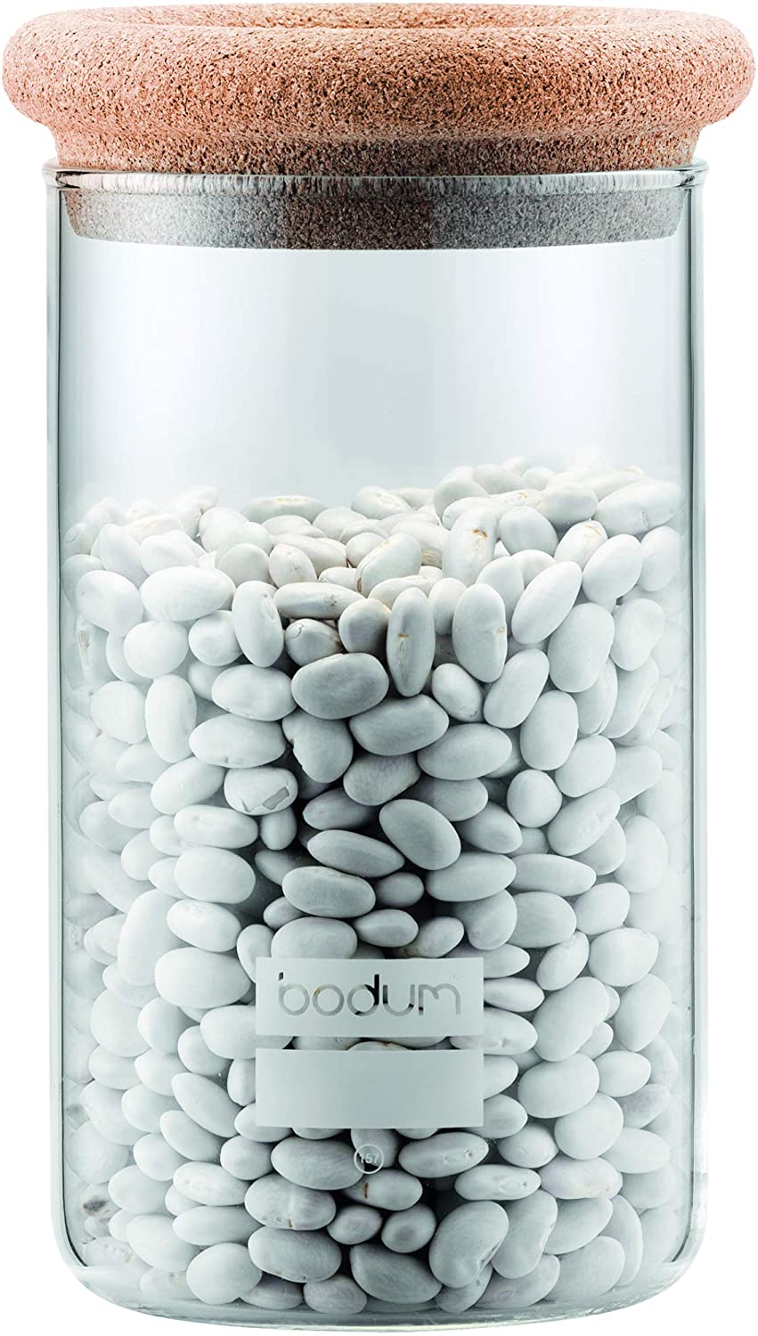 Bodum 8600-109-2 Yohki Storage Jars with Cork Lid, 1.0 L Storage Jars, Glass, Cork, Transparent, 10.19 x 10.19 x 18 cm