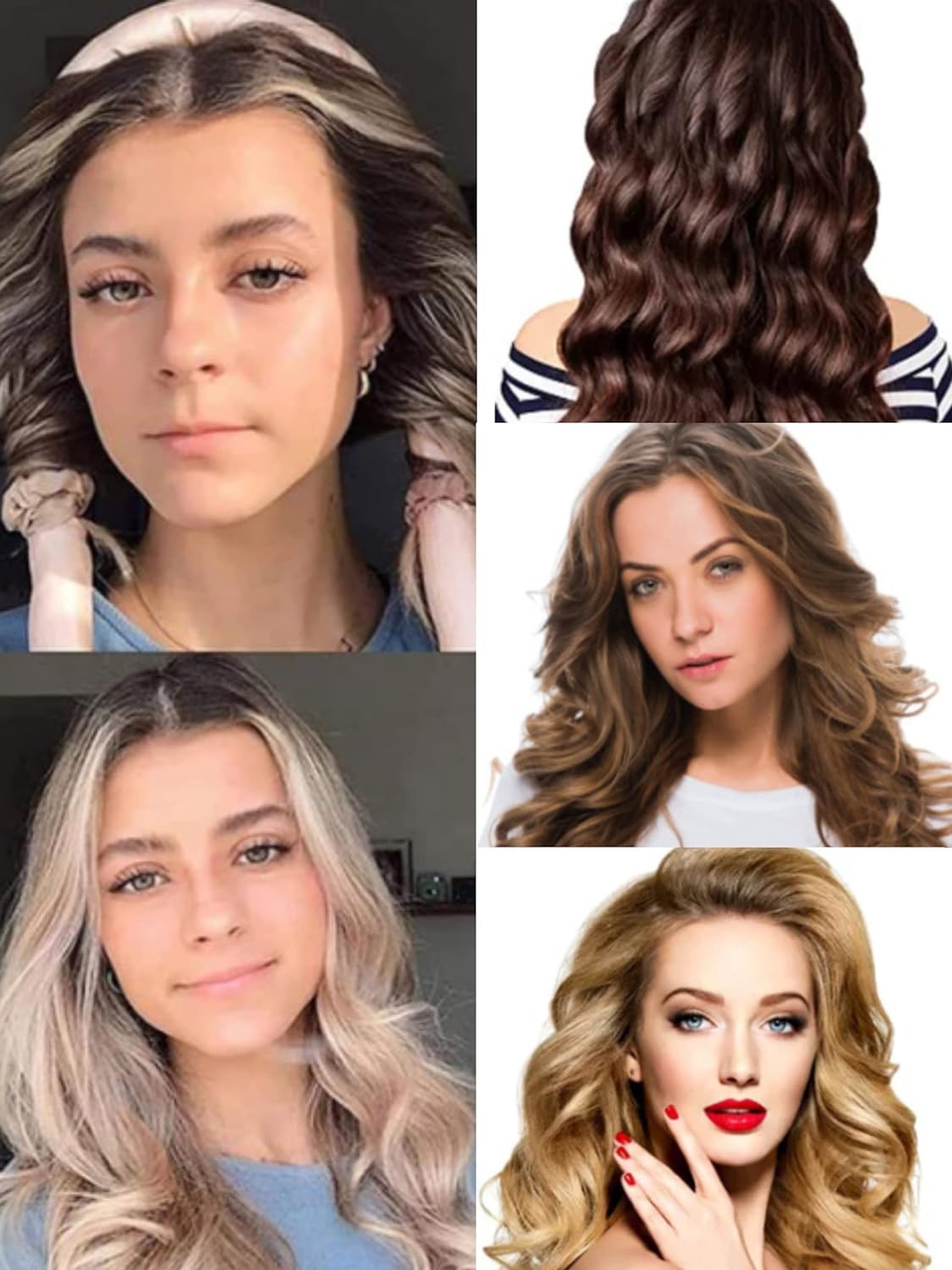 Lebexy Curls Curls Without Heat, Wave Formers Overnight, Diy Hair Curls Without Hairstyle Set for Long Medium Hair, Blue, ‎blue
