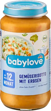 Menu Vegetable risotto with peas from the 12th month, 250 g
