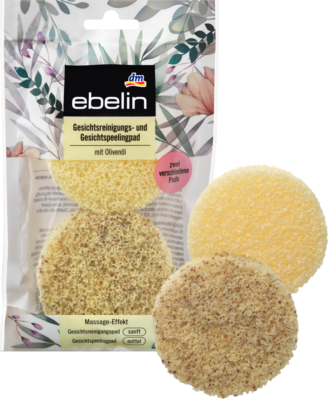 Facial Cleansing And Face Peeling Pad With Olive Oil, 2 Pcs
