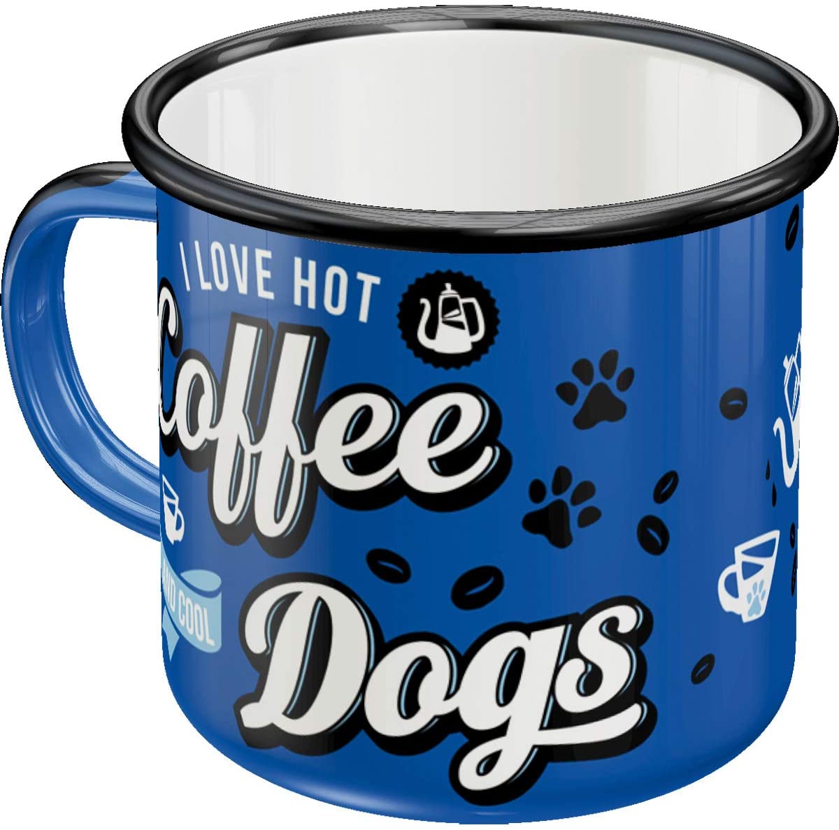 Nostalgic-Art 43212 Retro Enamel Paw Sign Mug - Cool Dogs - Gift Idea for Dog Lovers, Camping Mug, 360 ml