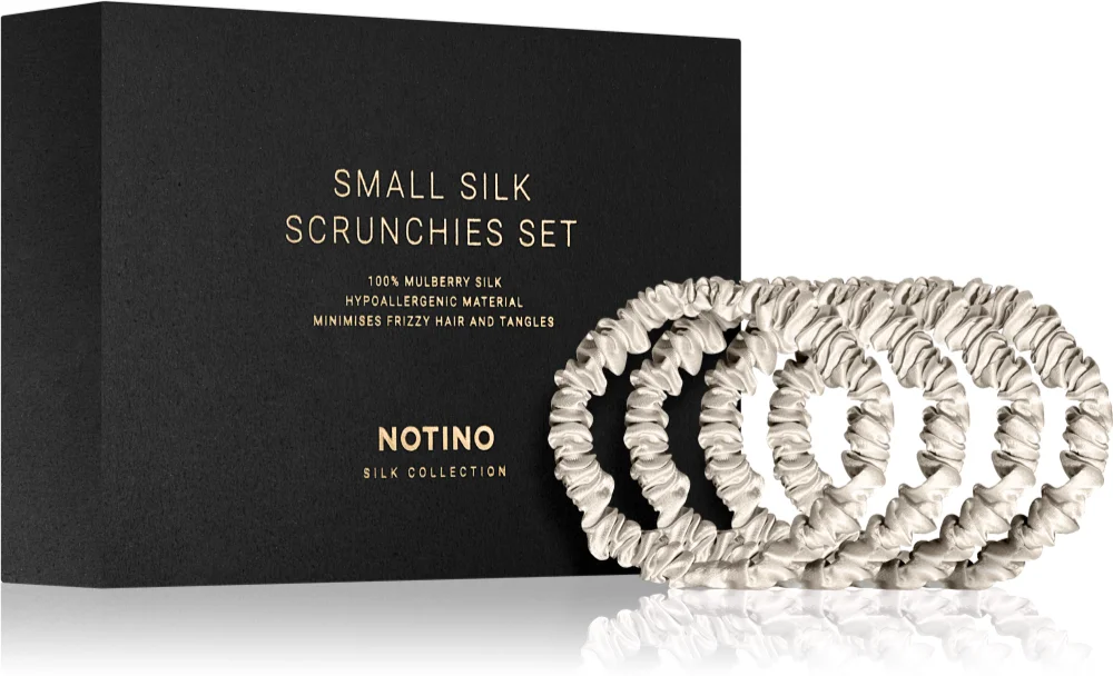 Notino Silk Collection Small Scrunchie Set hair tie set made of silk cream color