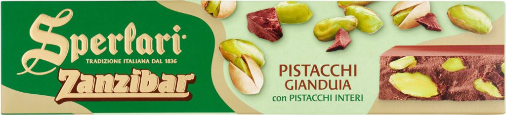 Nougat Sansibar Pistacchi Gianduia con Pistacchi Interi 200g - Sperlari