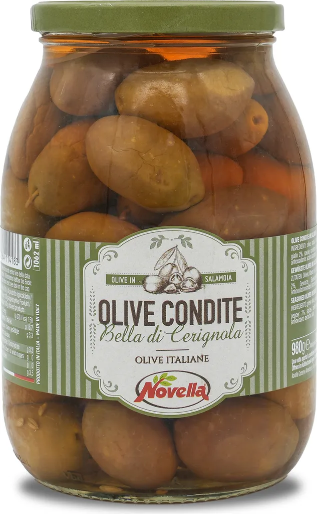 Novella | Giant Green Olives | Pitted | Giant Green Olives | 560g | from Italy