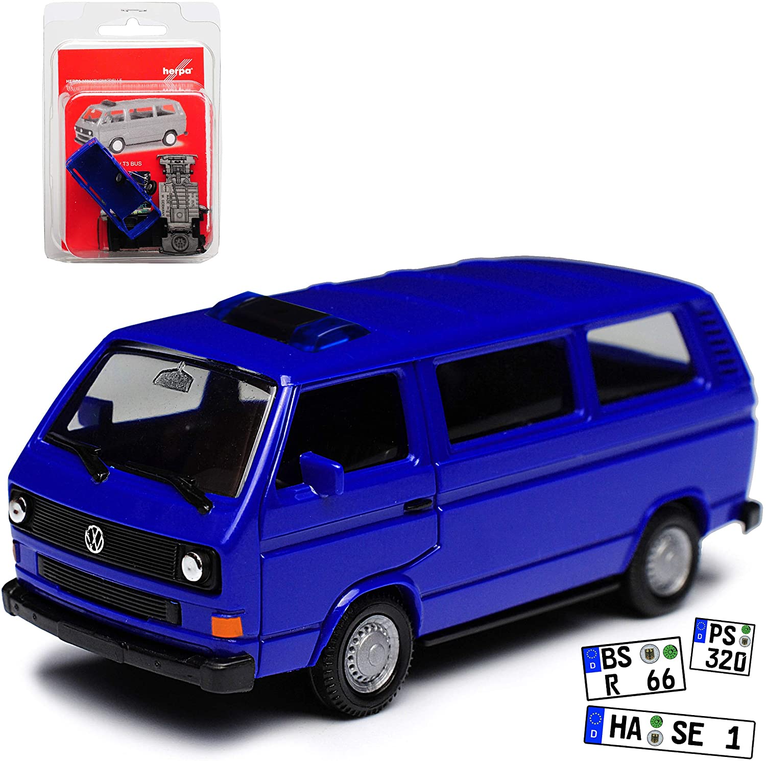 Volkswagen T3 Bus Blue People Transporter 1979-1992 Kit H0 1/87 Herpa Model