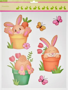 Window picture A3 rabbit in a flower pot, 1 piece