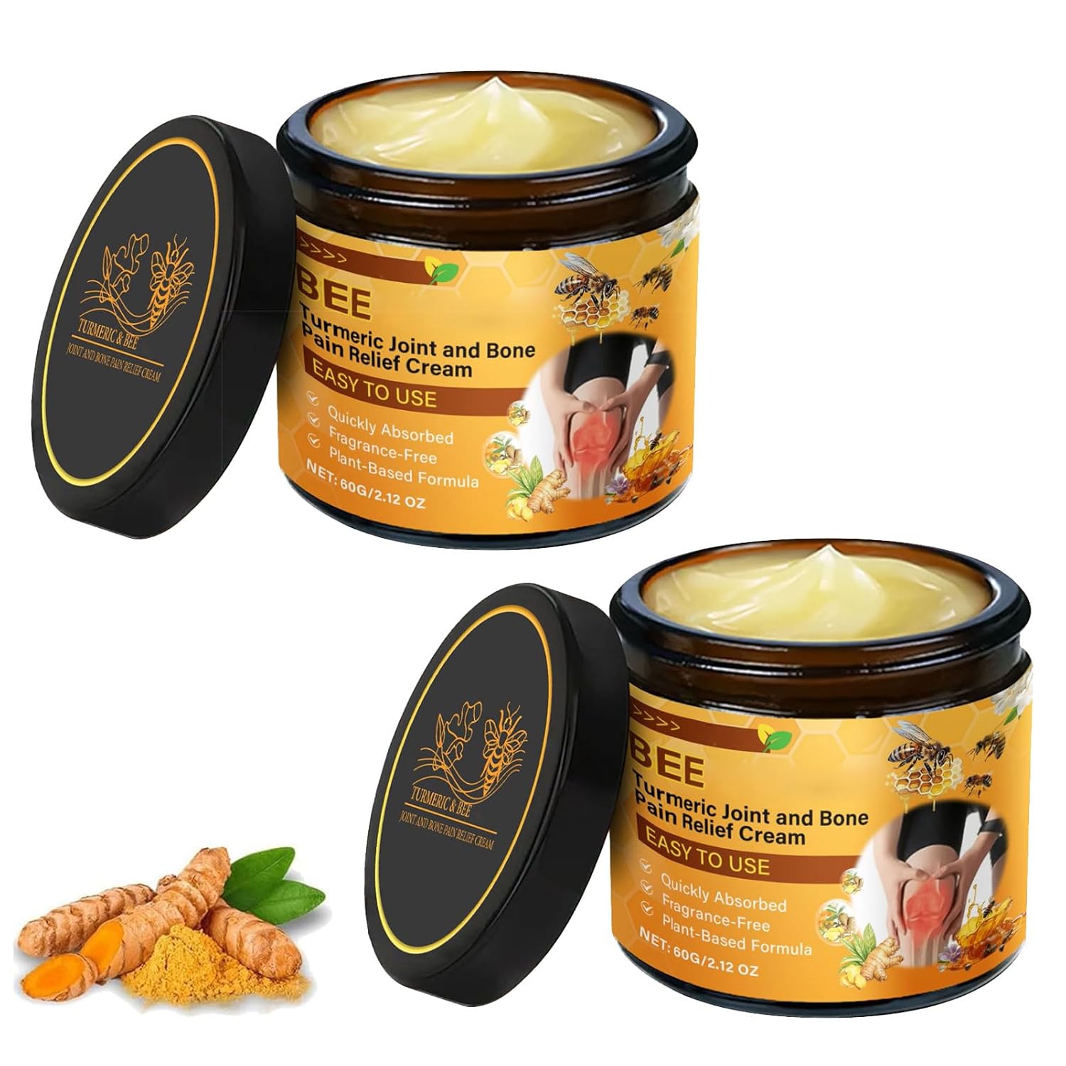 Bee Venom and Turmeric Joint Bone Pain Relief Cream, Bee Venom and Turmeric Joint Treatment Cream, Bee Venom Cream Promotes Joint Movement, Pack of 2