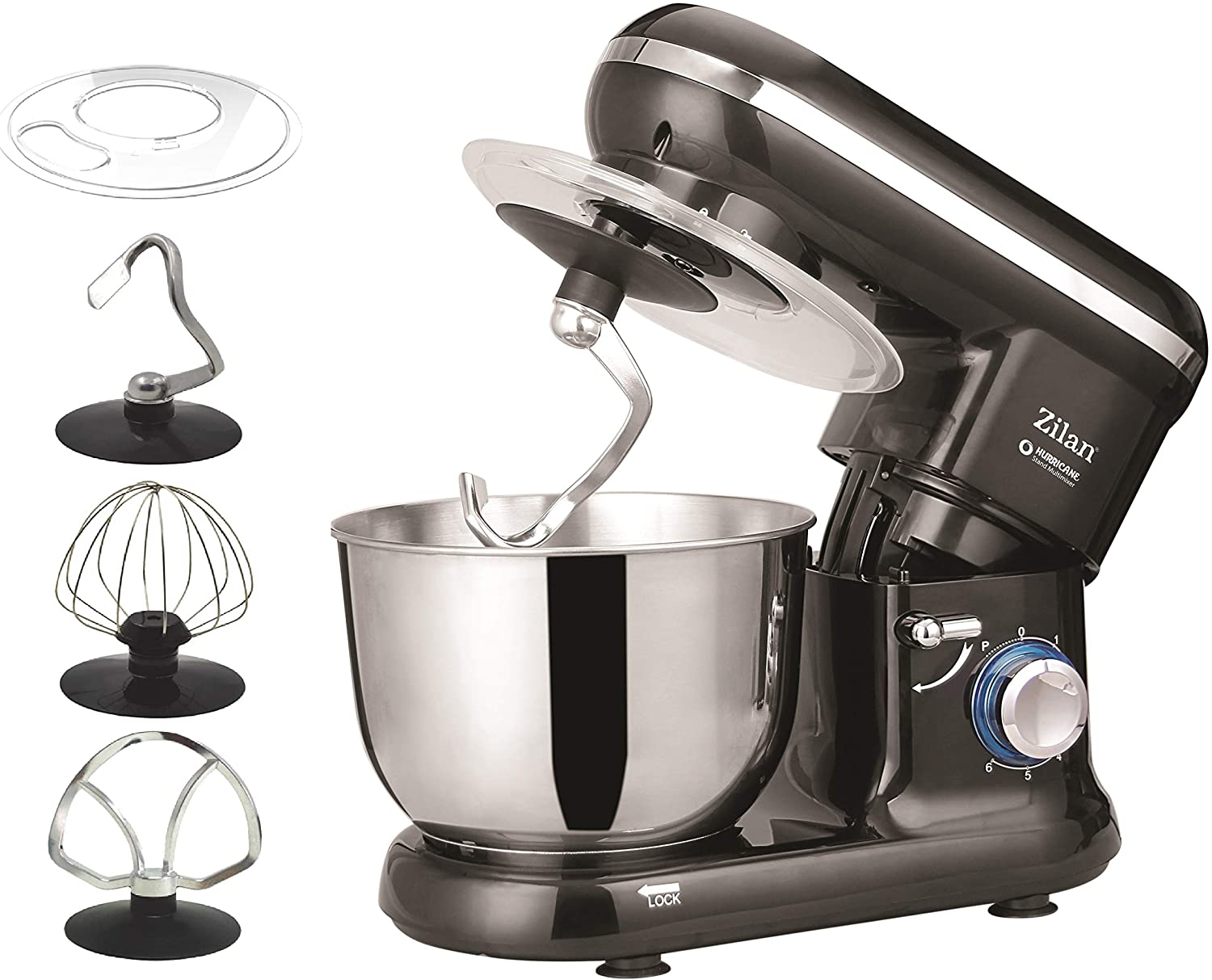 Zilan Food Processor | Mixing Machine | Dough Machine | Kneading Machine | 1000 Watts | 6 Speed Levels | Pulse Function | 4.5 Litres