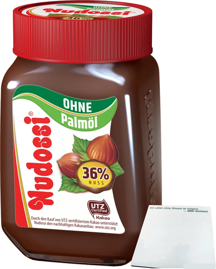 Nudossi Haselnuss-Nougat-Creme 36% Haselnüsse ohne Palmöl (300g) + usy Block