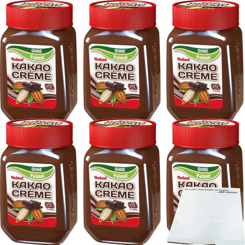 Nudossi Kakaocreme ohne Palmöl 6er Pack (6x300g Glas) + usy Block