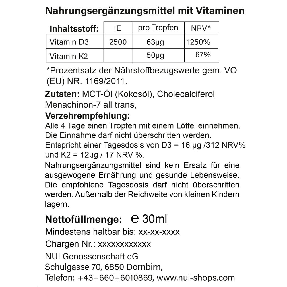 NUI Vitamin D3&K2 2.500IE