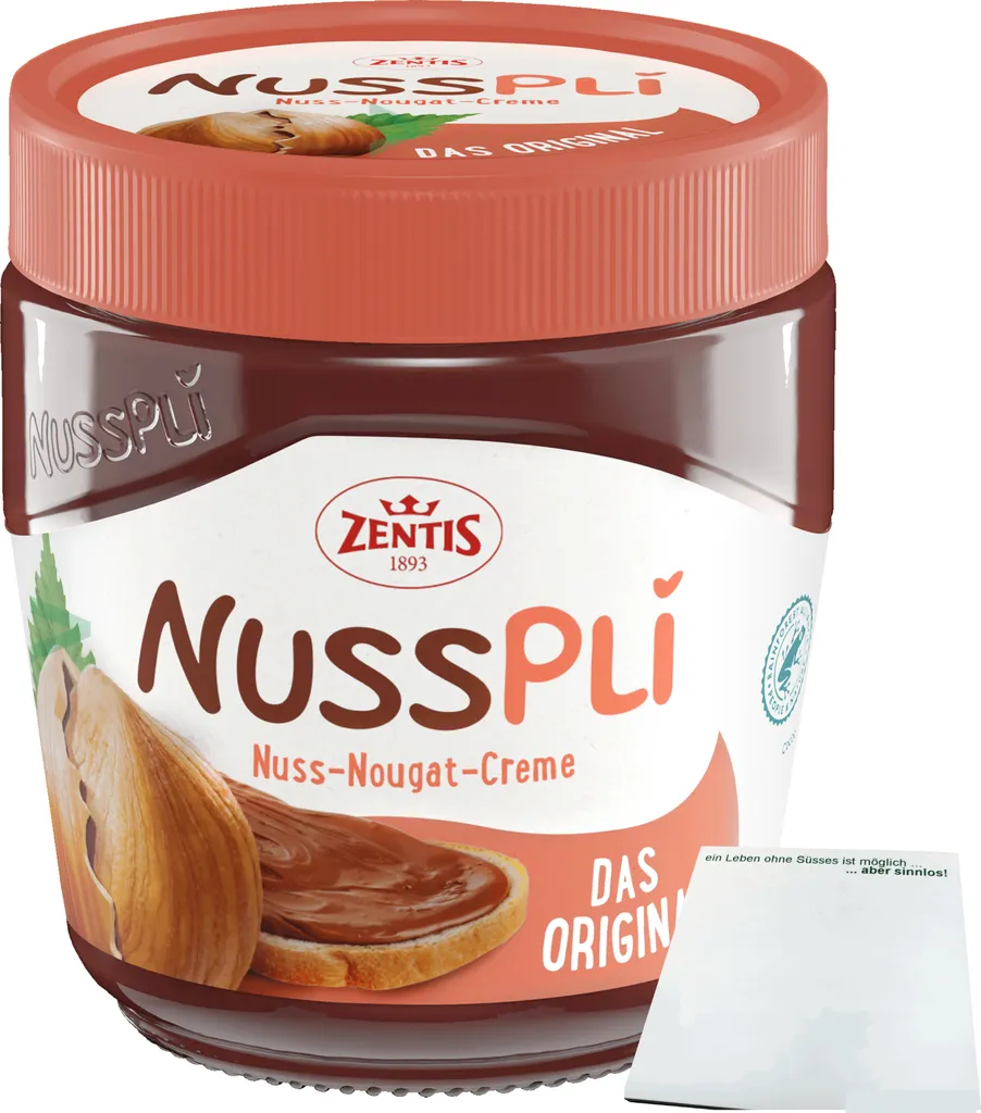 Nusspli Nuss-Nougat-Creme (400g Glas) + usy Block