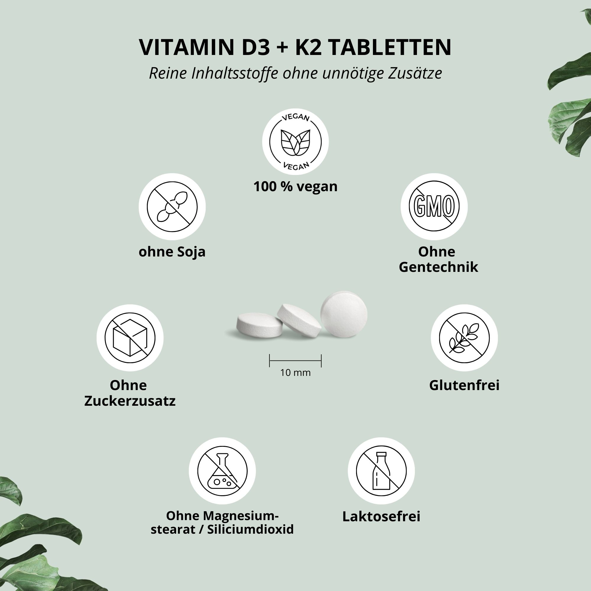 nutri+ Vitamin D3 K2 tablet depot - vegan and high dosage