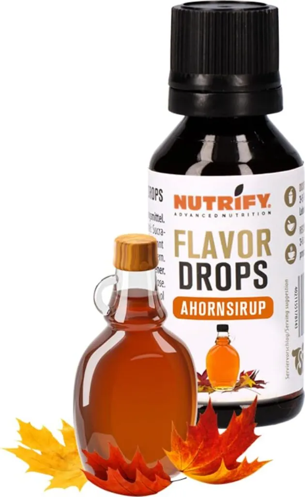 NUTRIFY Flavour Drops Ahornsirup 5 x 30ml Set zuckerfrei, vegan, ohne Farbstoffe Kalorien