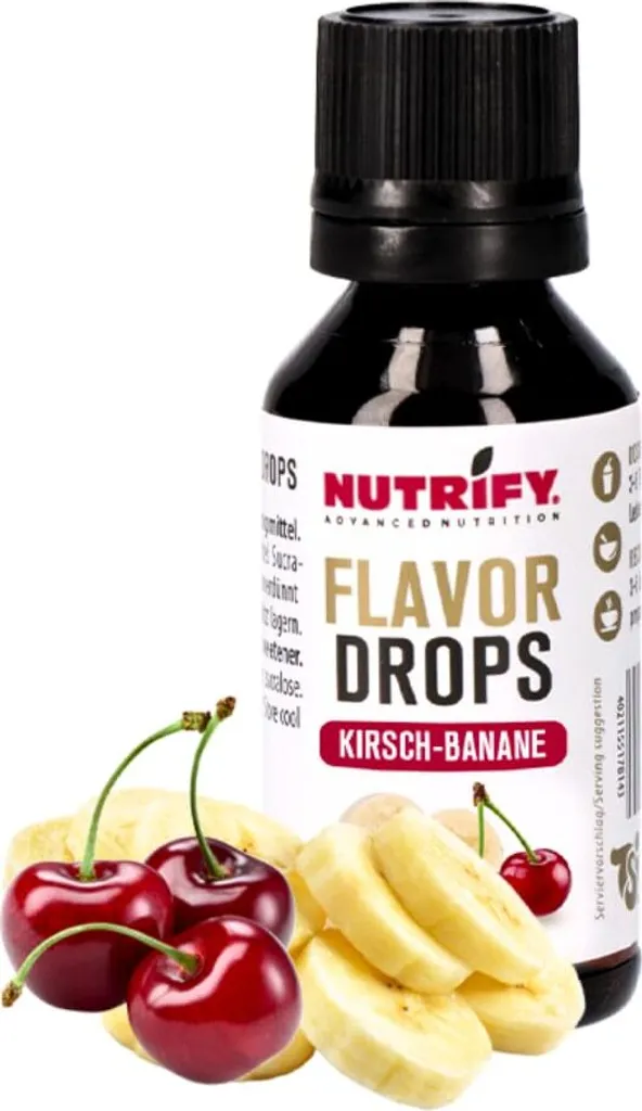 NUTRIFY Flavour Drops Kirsch-Banane 5x 30ml Set zuckerfrei, vegan, ohne Farbstoffe Kalorien