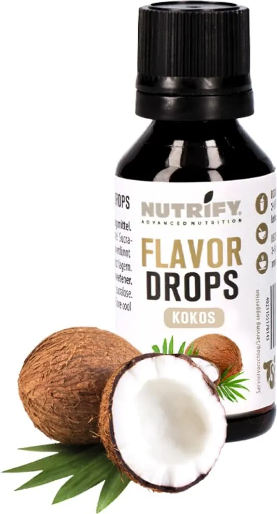 NUTRIFY Flavour Drops Kokos 5x 30ml Set zuckerfrei, vegan, ohne Farbstoffe Kalorien