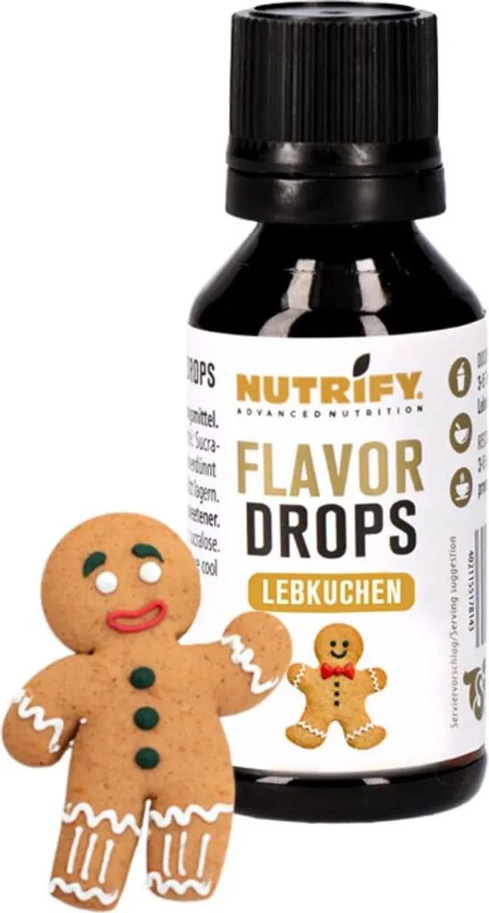 NUTRIFY Flavour Drops Lebkuchen 5 x 30ml Set zuckerfrei, vegan, ohne Farbstoffe Kalorien