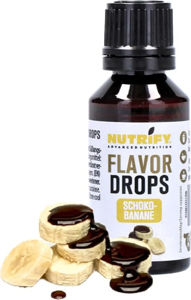NUTRIFY Flavour Drops Schoko-Banane 5x 30ml Set zuckerfrei, vegan, ohne Farbstoffe Kalorien