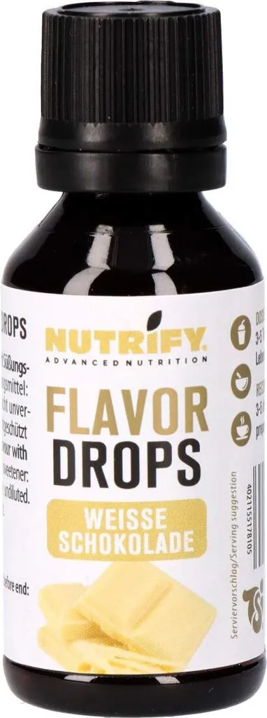 NUTRIFY Flavour Drops Weiße Schokolade 5x 30ml Set zuckerfrei, vegan, ohne Farbstoffe Kalorien