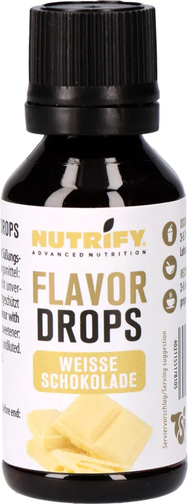 NUTRIFY Flavour Drops White Chocolate 30ml zuckerfrei, vegan, ohne Farbstoffe Kalorien