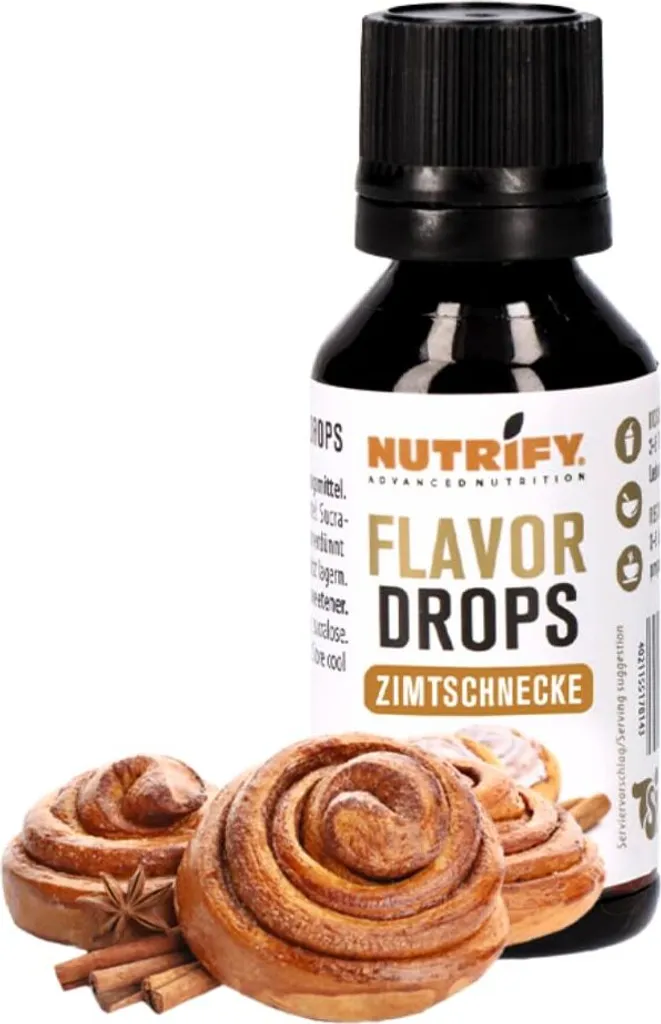 NUTRIFY Flavour Drops Zimtschnecke 5x 30ml Set zuckerfrei, vegan, ohne Farbstoffe Kalorien