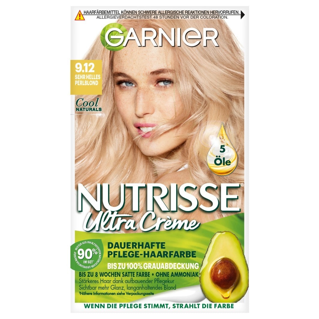 Garnier Nutrisse Ultra Cream Permanent Care Hair Color, No. 9.12 - Very Light pearl blond
