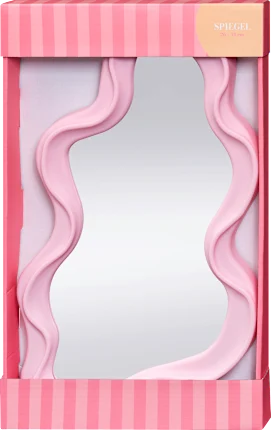 Mirror wavy, pink (26x41x3 cm), 1 piece