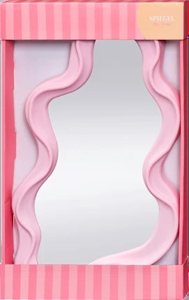 Mirror wavy, pink (26x41x3 cm), 1 piece