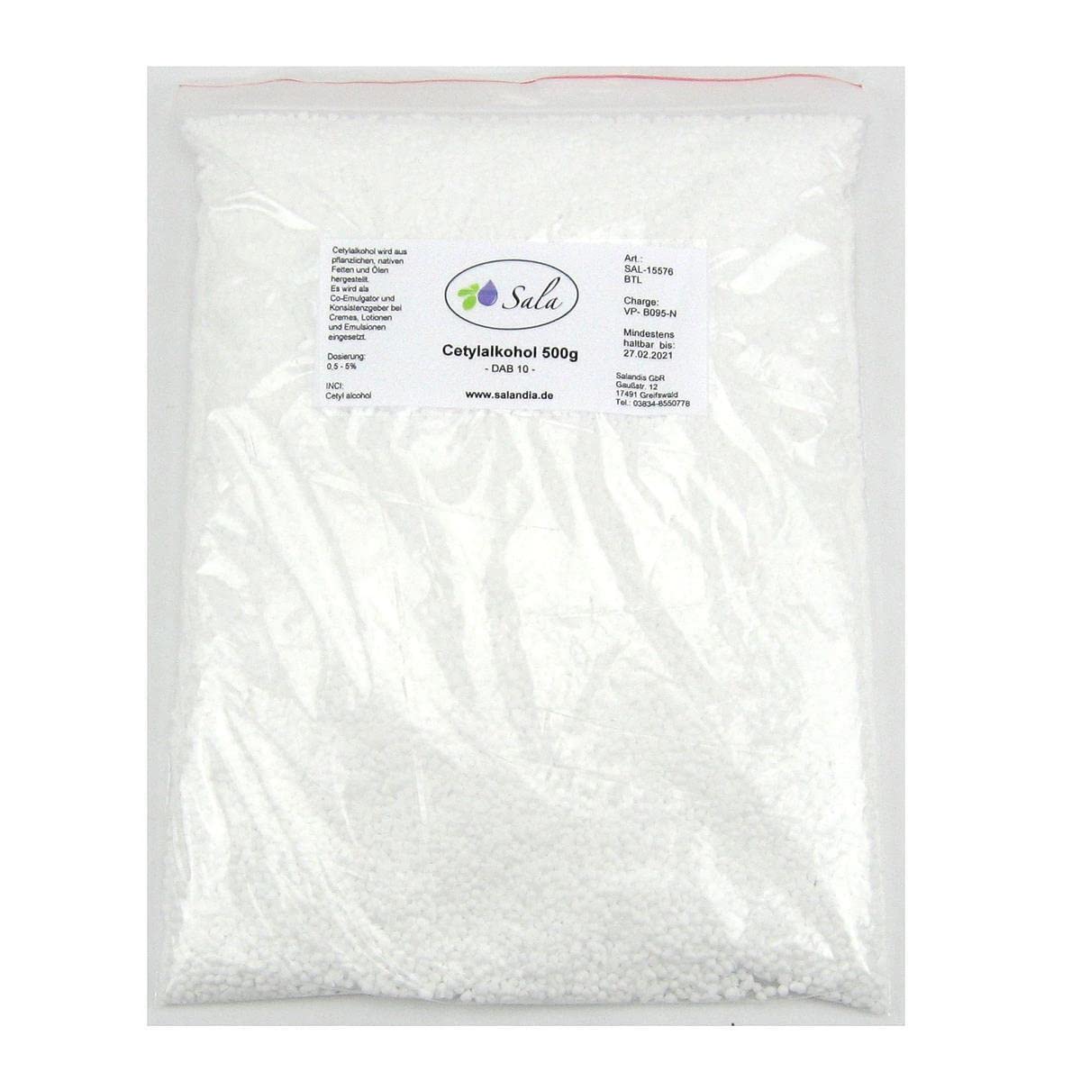 Sala Cetyl Alcohol Fatty Alcohol DAB 500 g Bag