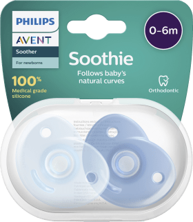 Philips Avent Soothie Silicone pacifier, blue, from birth, 2 pcs