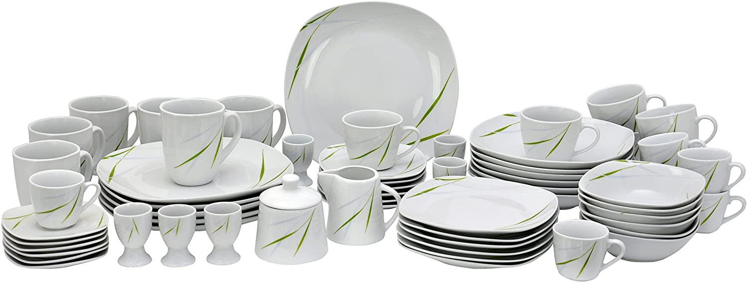 Aviva Dinner Set 124 Pieces White With Colourful Design For 6 People