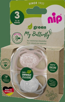 Pacifier green My Butterfly Silicone, brown , Gr. 3, 16-32 Months, 2 pcs