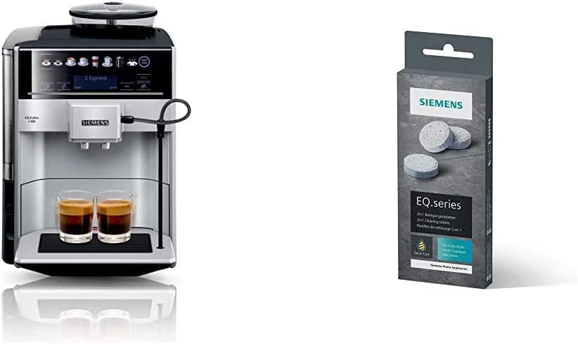 Siemens EQ.6 Plus s300 TE653501DE Fully Automatic Coffee Machine (1,500 Watts, Ceramic Grinder, Touch Sensor Direct Selection Buttons, Personalised Drink) Silver