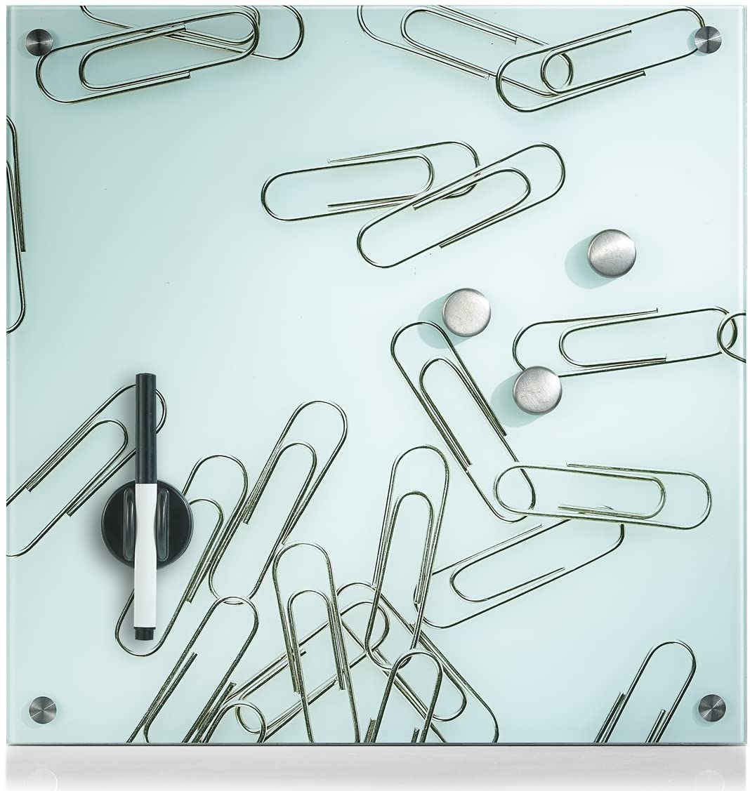 Zeller 40 x 40 cm Memo Board Paper Clips, Glass