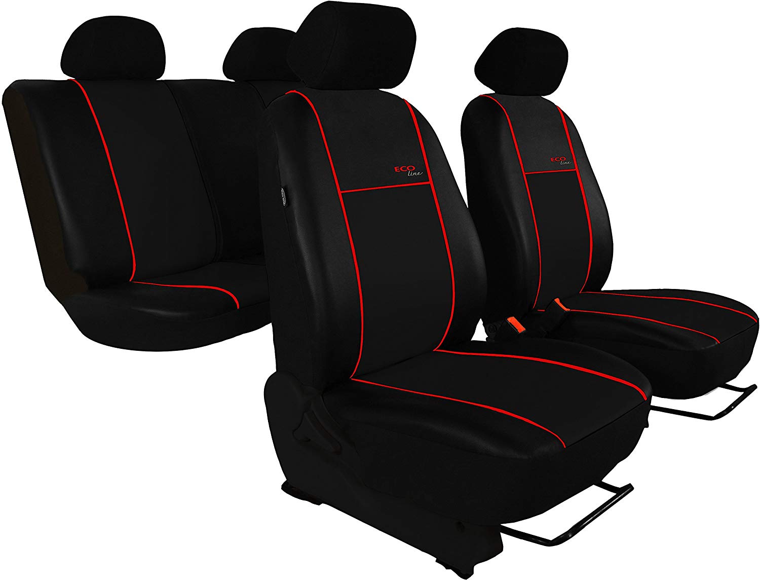 POK-TUNING Car Seat Cover Set for Navara NP300 from 2015 Onwards Design Art Line Light Red Slat.