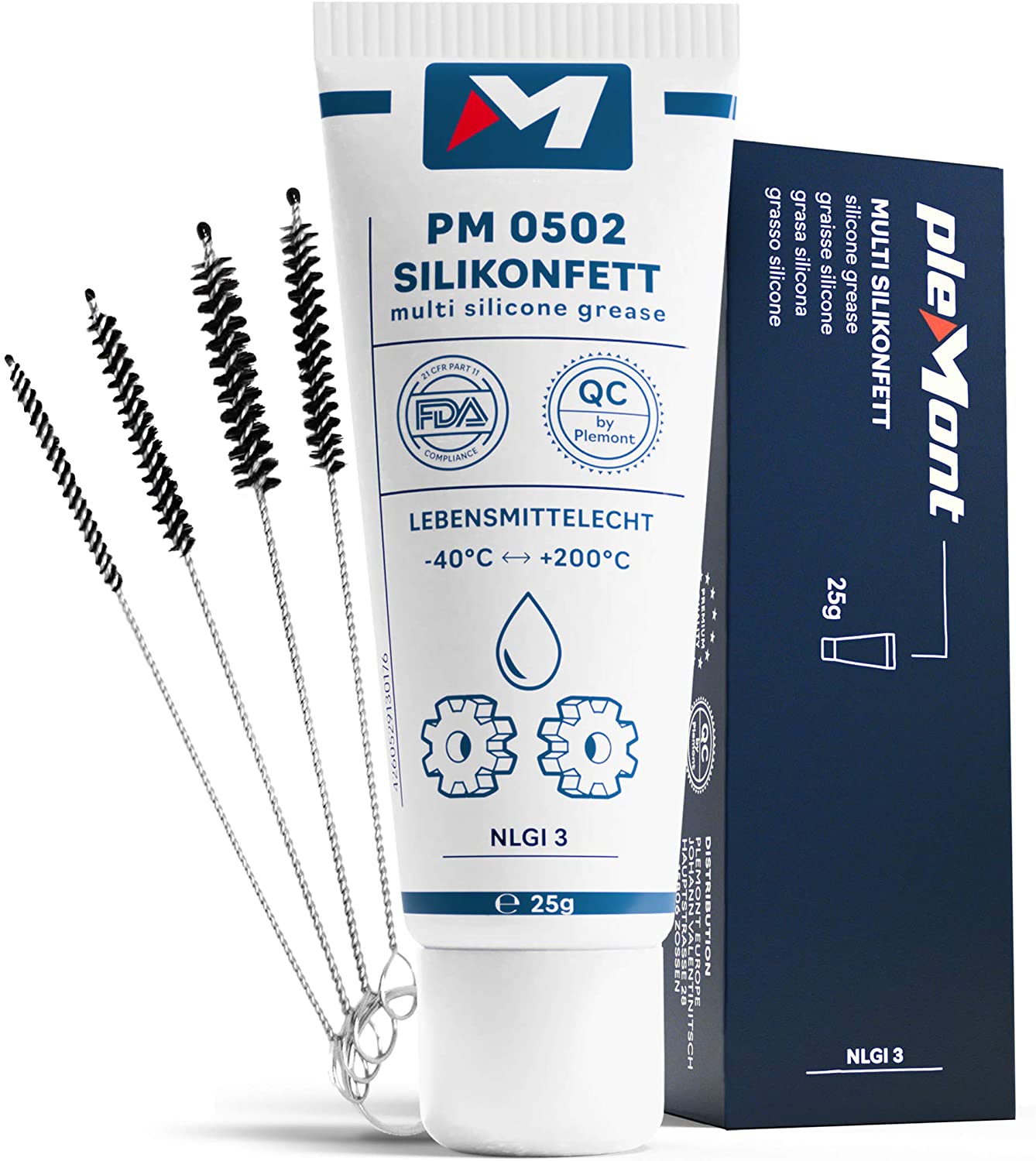 - Plemont 25g. Silicone grease incl. Milk tube brushes. Lubricating grease for fully automatic coffee machines, seals, sanitary facilities. Food-safe tap grease, silicone grease.