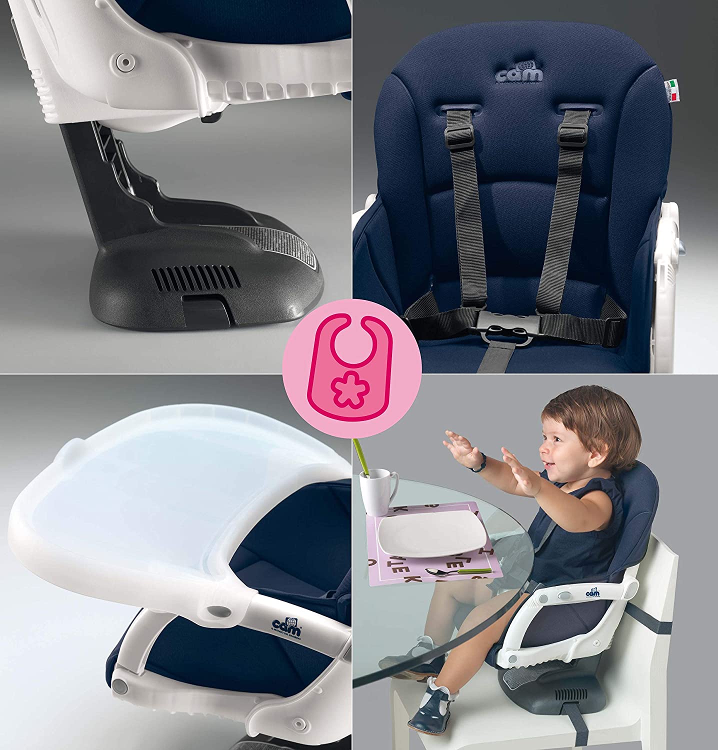 CAM IDEA Booster Seat and Travel Child Seat Various Colours and motifs Can be used flexibly Easy to transport Made in Italy  Bunny