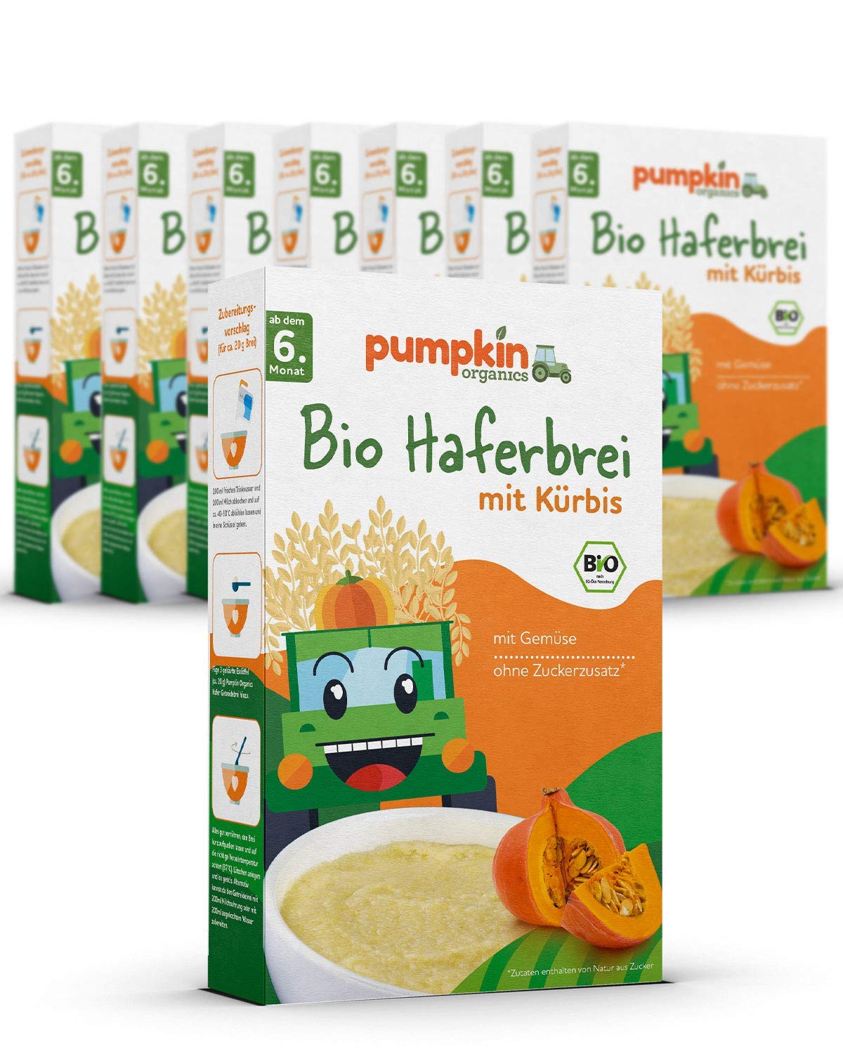 Bio Haferbrei mit Kürbis (8x200g) | Pumpkin Organics