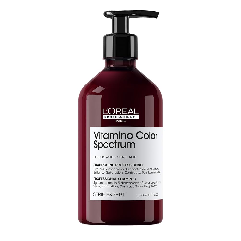 L\'Oréal Professionnel Shampoo for Color Brilliance with Glass Hair Effect for Colored Hair, with Ferula & Citric Acid, Vegan, Expert Series, Vitamino Color Spectrum Shampoo, 500 ml
