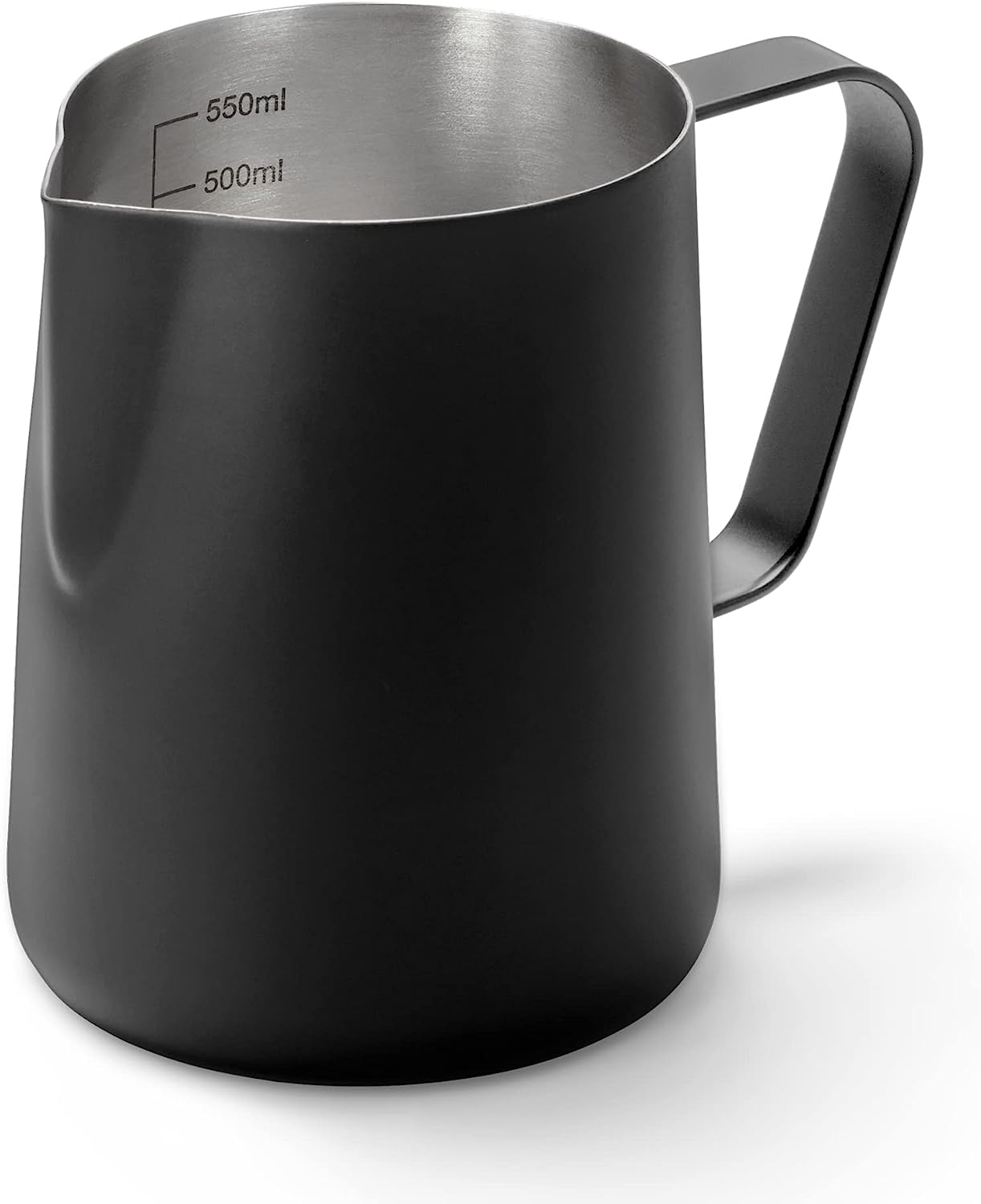 Tchibo Stainless Steel Milk Jug (600ml), Barista Accessory for Manual Milk Frothing - Black Painted