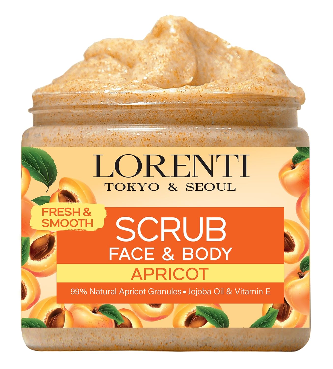 LORENTI TOKYO & SEOUL Face & Body Scrub 500 ml Apricot | Exfoliating Face | Exfoliating Body | Face & Body & Spa | Skin Care | Refreshing Exfoliation for Men and Women | Body Scrub | Skin Care