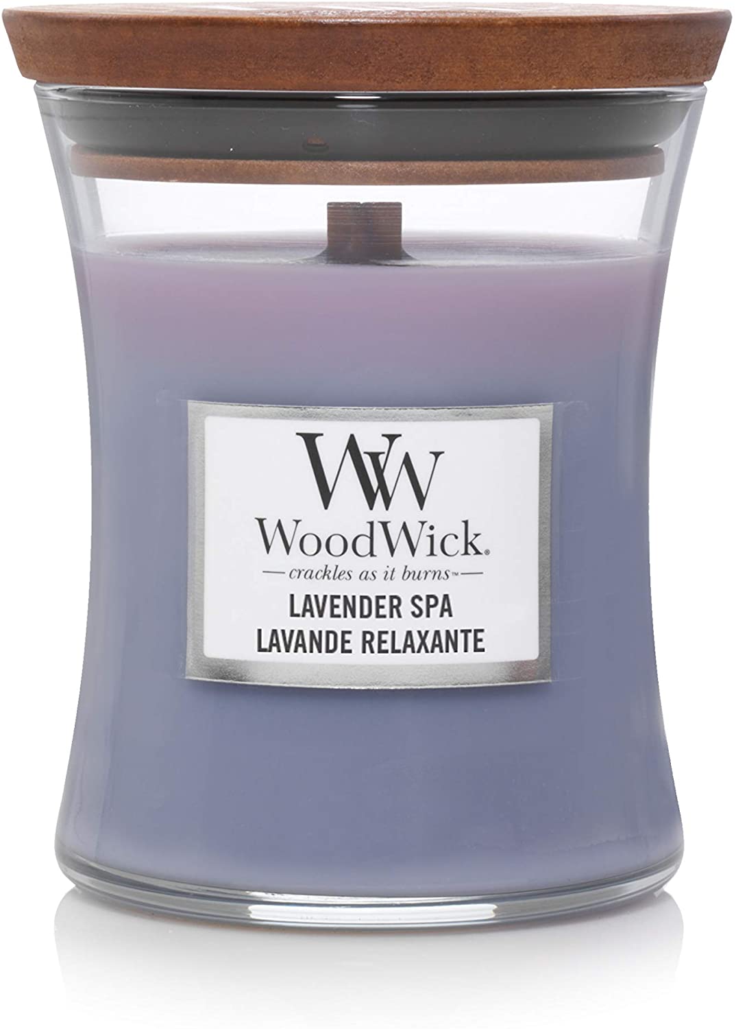 Woodwick Medium Scented Candle In Hourglass Jar With Crinkle Wick Lavender 