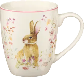 Coffee mug rabbit & flower tendrils, 1 pc