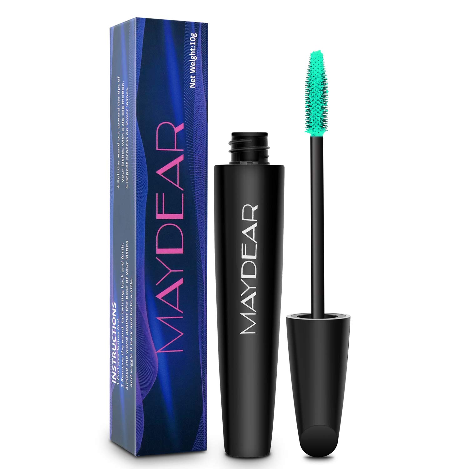 Maydear Waterproof mascara, durable, smudge-proof, voluminous and charming, multiple colours available, light green, ‎hellgrün