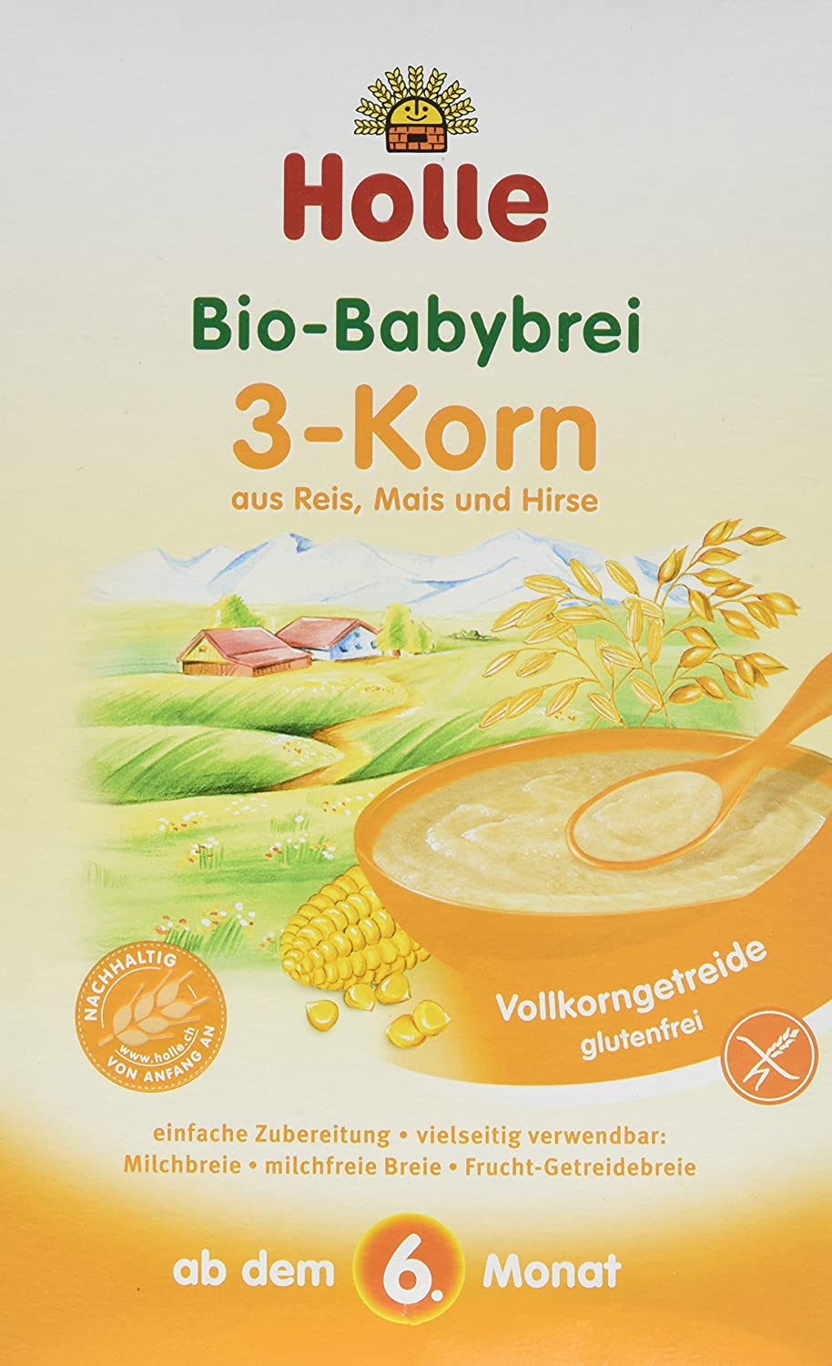 Holle Organic Baby Porridge 3 Grains of Rice, Corn and Millet, 250 g