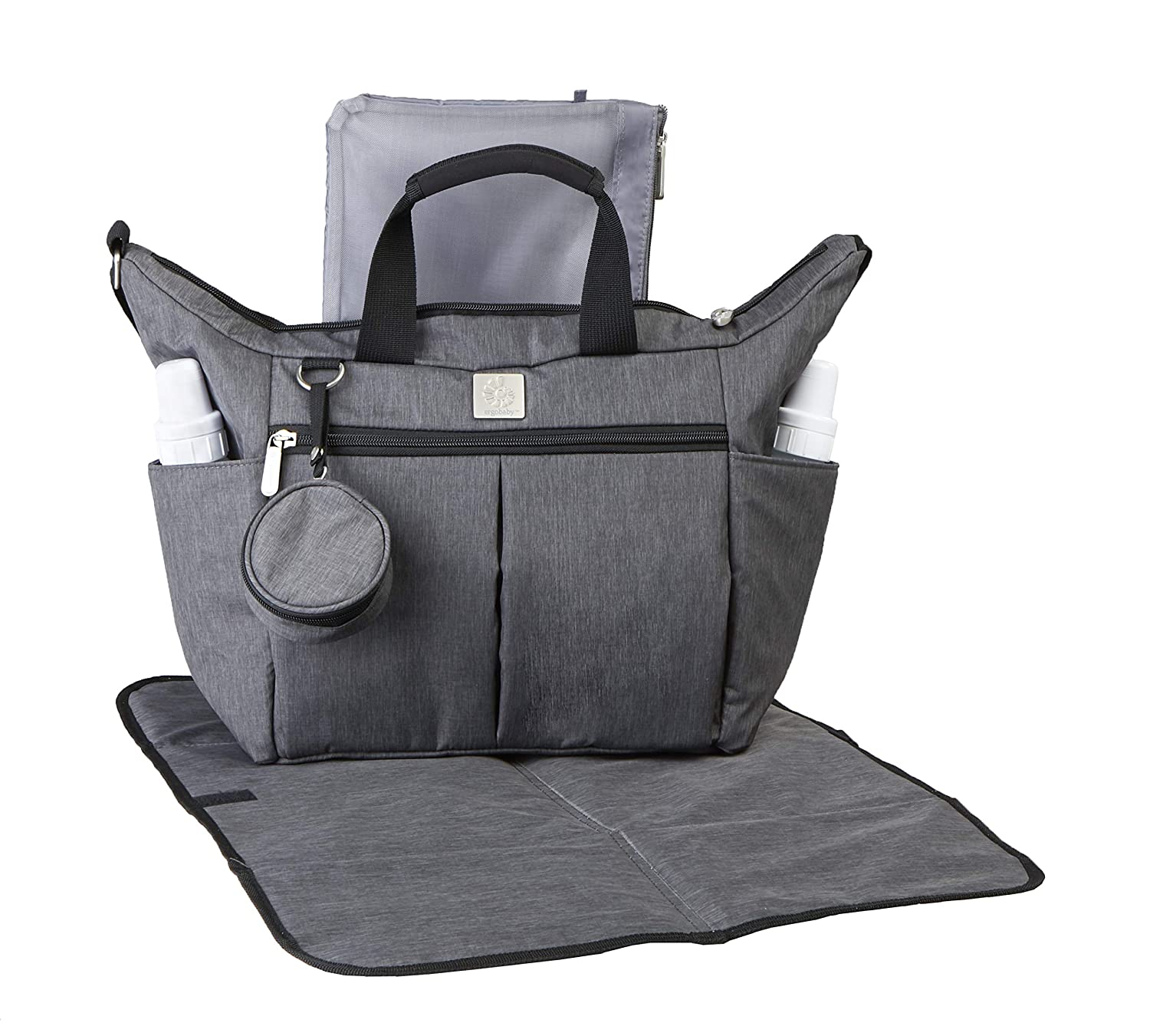 Ergobaby baby diaper bag grey multifunctional water-repellent incl. changing mat for travel, washable