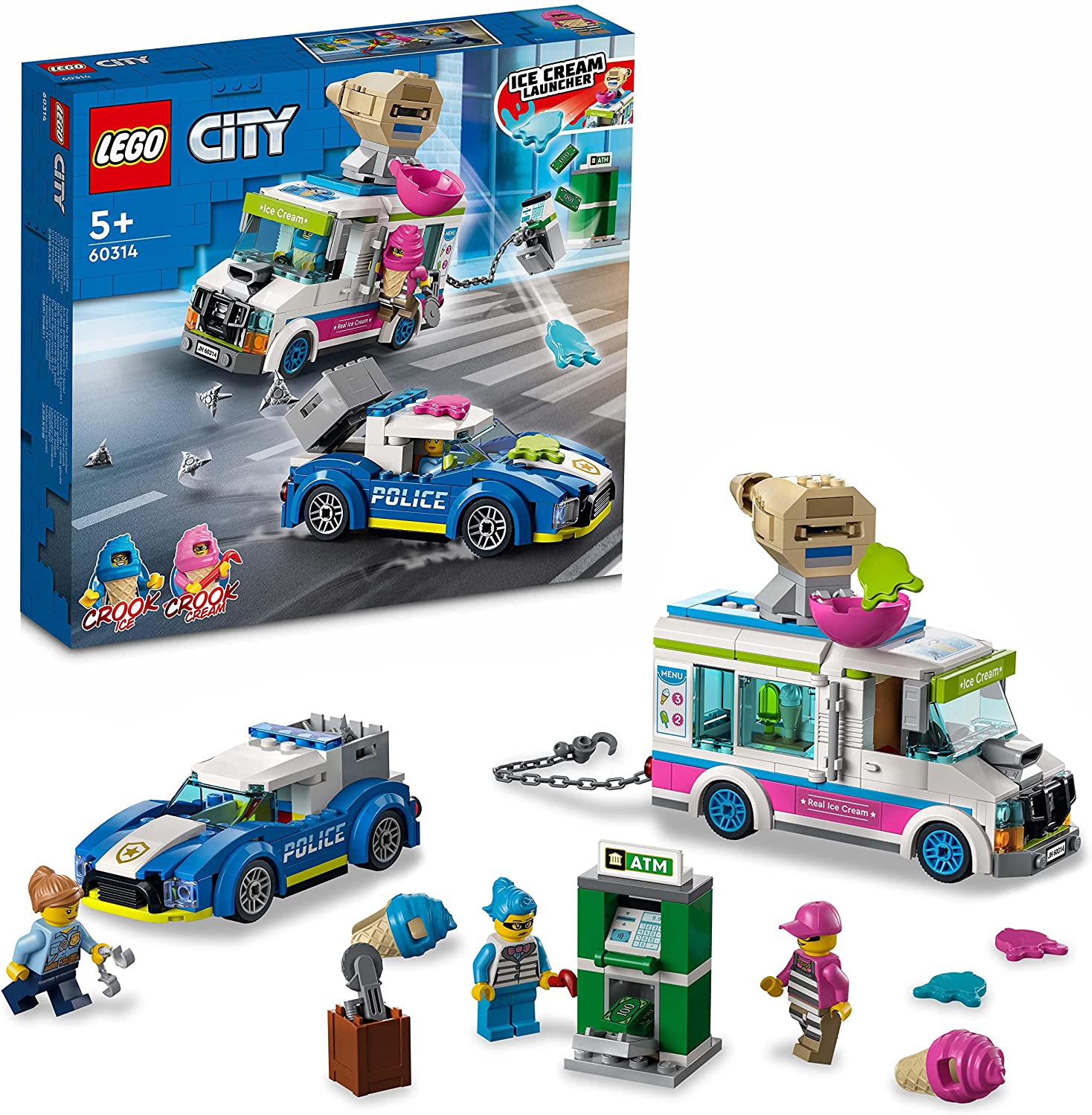 LEGO 60314 City Eiswagen-Verfolgungsjagd, Polizeiverfolgung mit Eiskanone u
