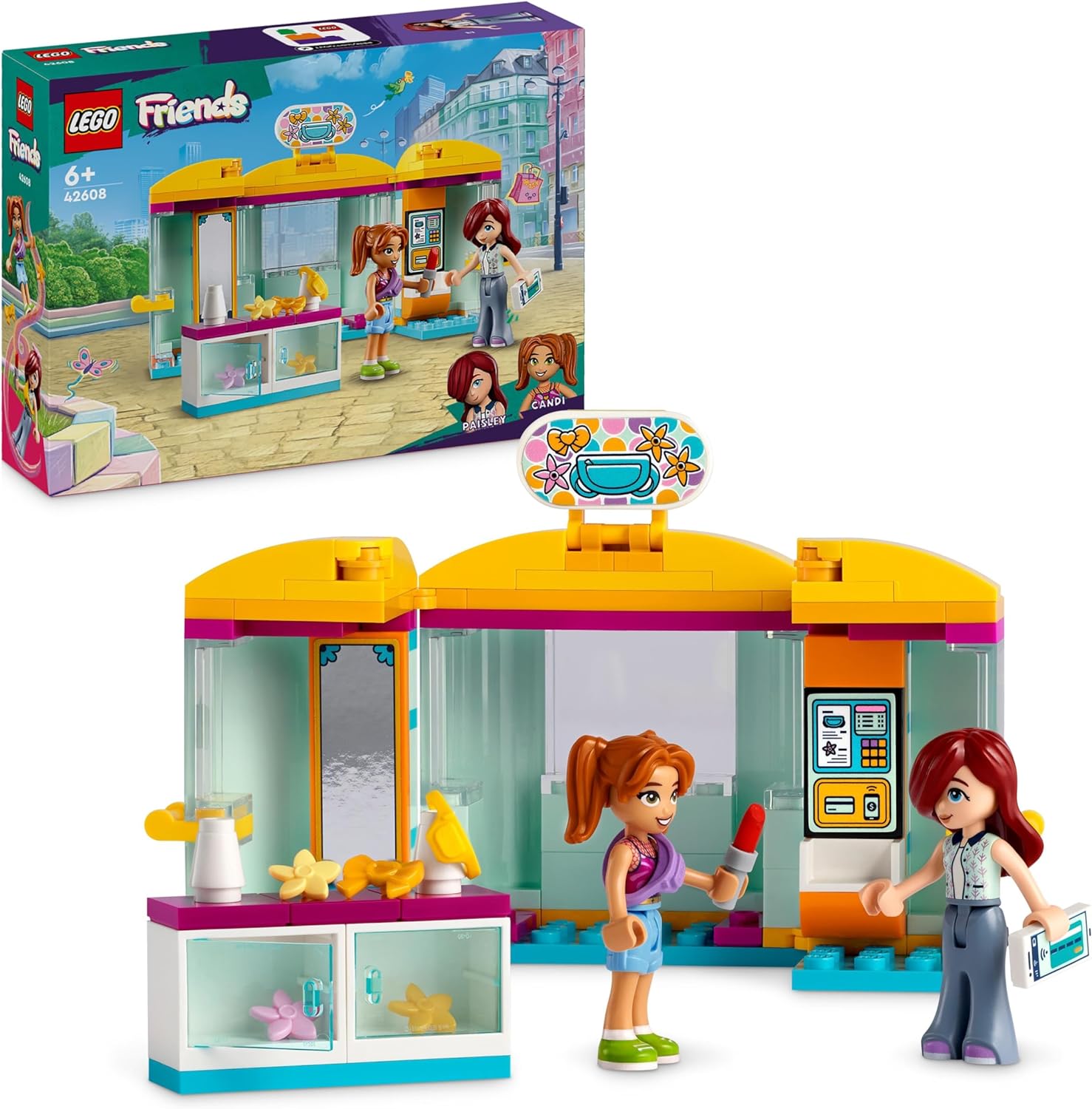 LEGO Friends Mini Boutique Toy Shop Small Makeup Set Paisley and Candi Figures Creative Gifts for 6 Year Old Girls and Boys 42608